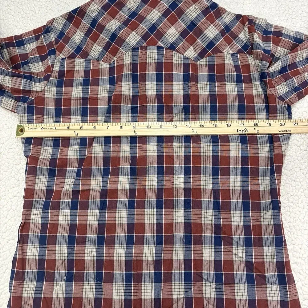 Vintage‎ Levi Strauss & Co Western Pearl Snap Shirt Mens Size M Red Blue Plaid